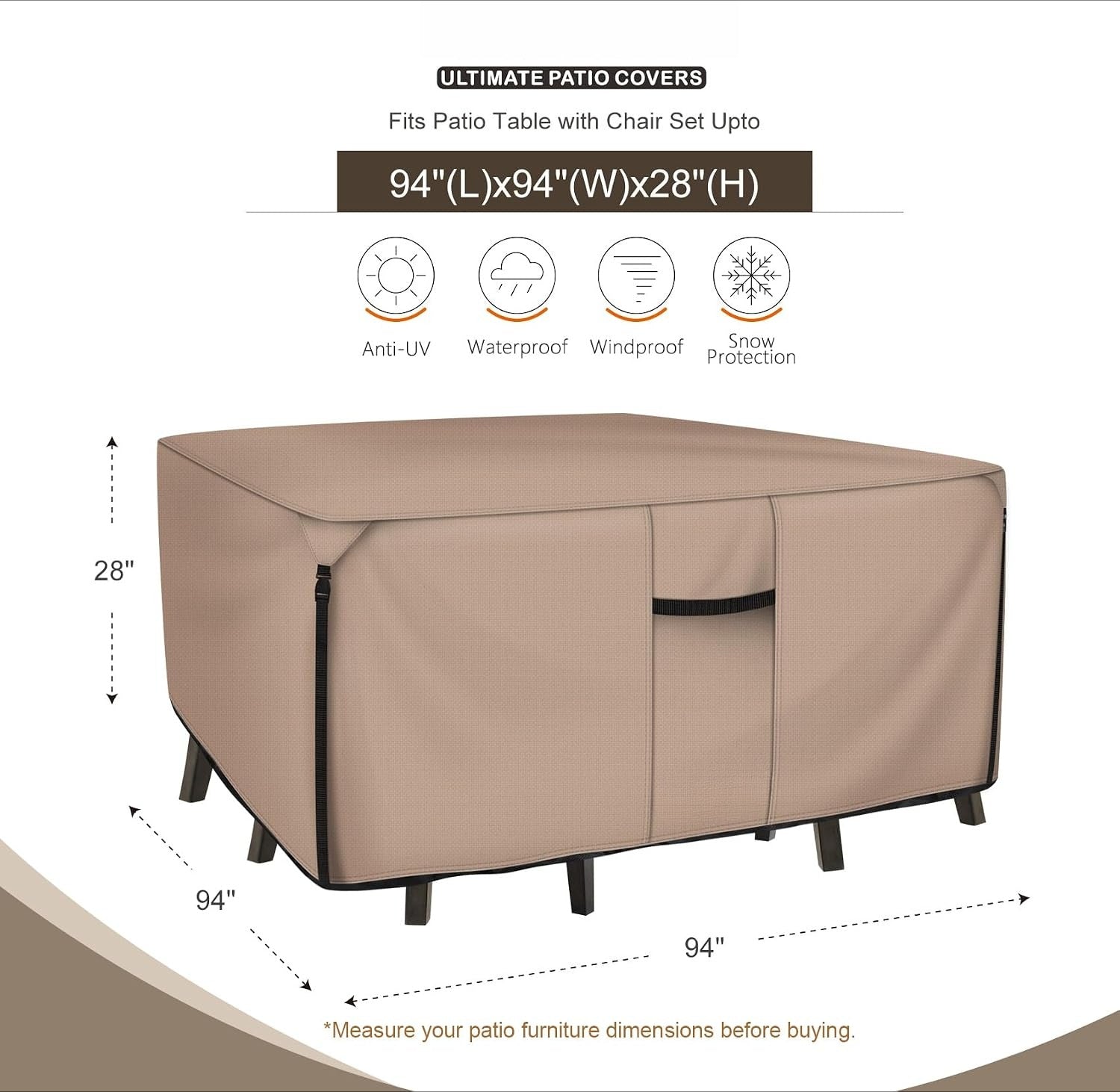 Waterproof Square Patio Furniture Cover