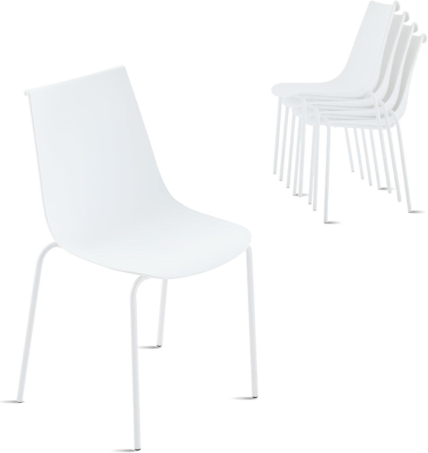 White Stackable Outdoor Dining Chairs Set