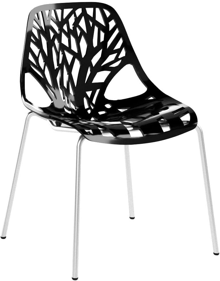 Black Stackable Plastic Dining Chairs Set