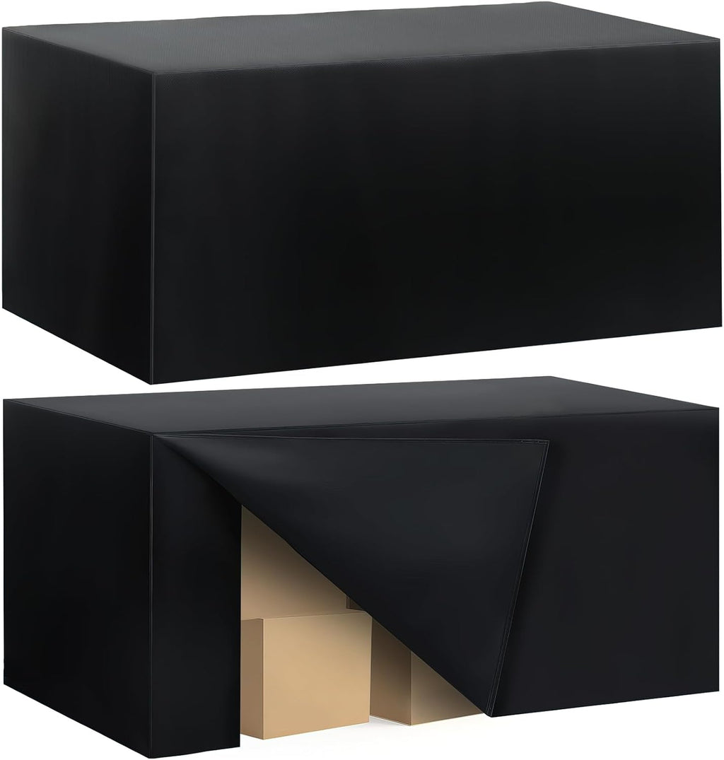 Black Fitted Rectangular Polyester Tablecloth