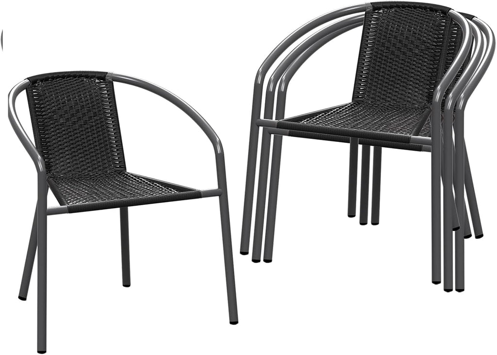 Black Wicker Stackable Patio Dining Chairs