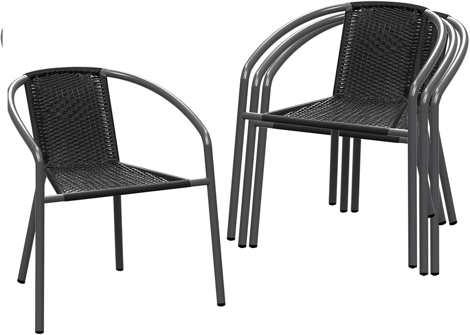 Black Wicker Stackable Patio Dining Chairs