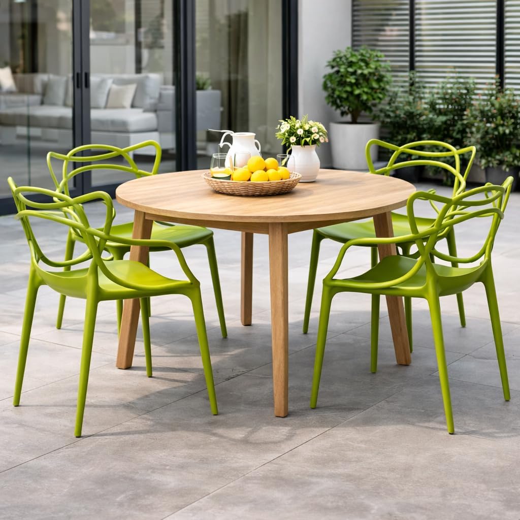 Green Stackable Indoor‑Outdoor Dining Chairs