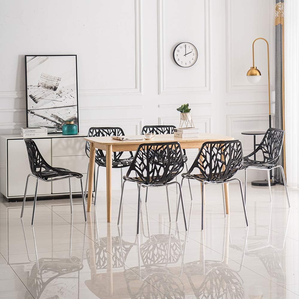 Black Stackable Indoor‑Outdoor Dining Chairs