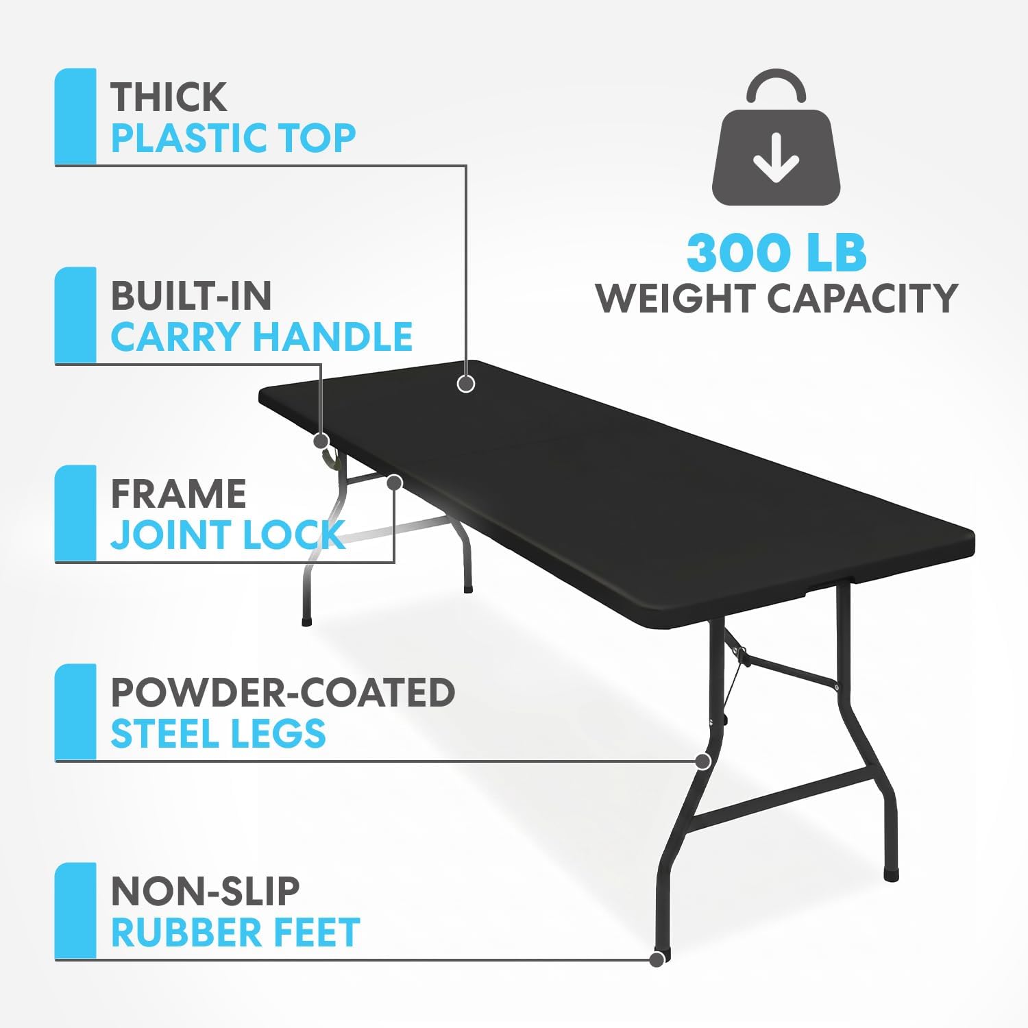 Black Heavy‑Duty Portable Folding Table