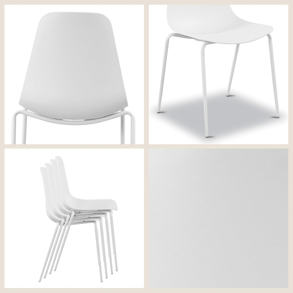White Stackable Indoor‑Outdoor Dining Chairs