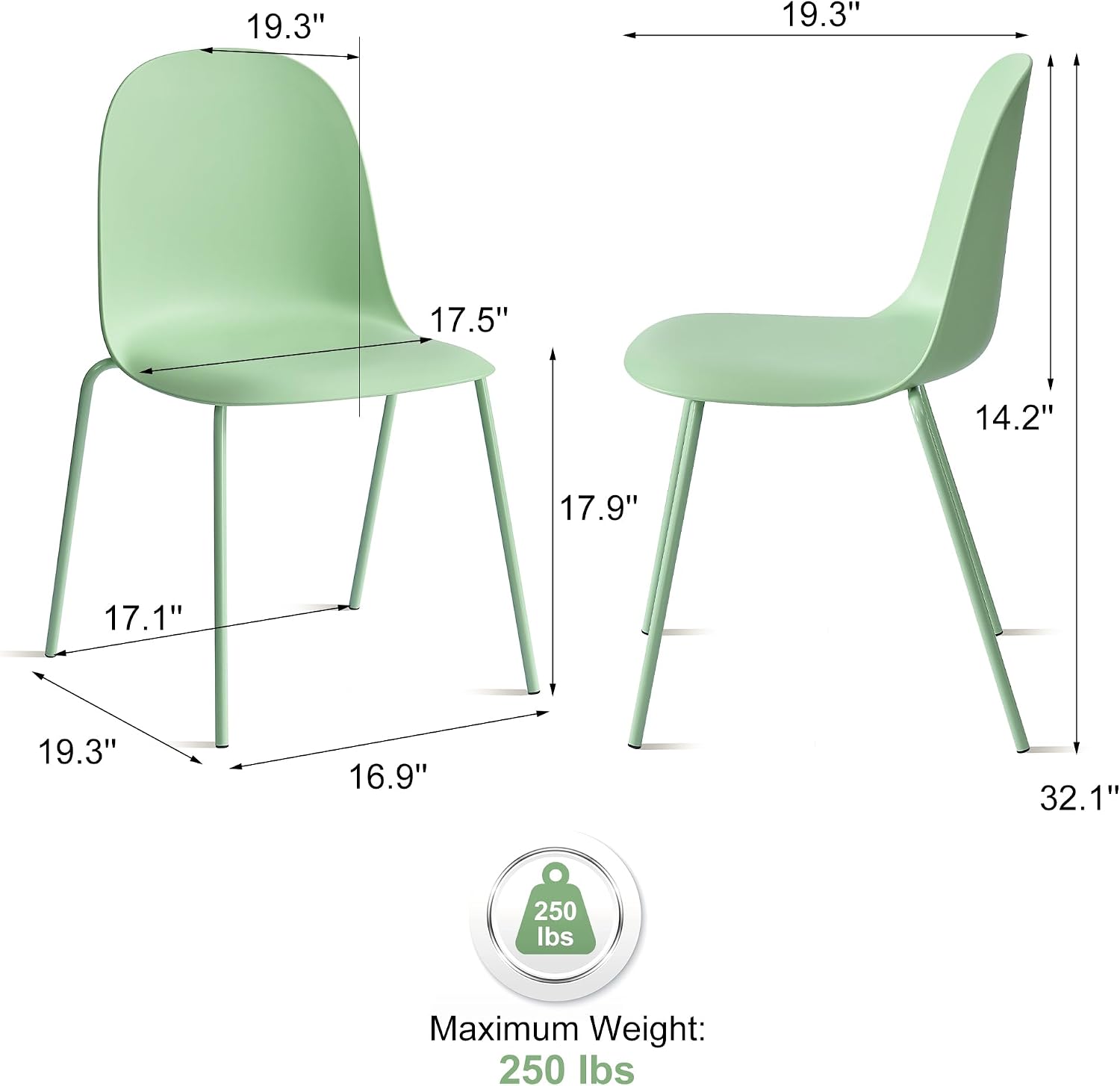 Green Stackable Indoor‑Outdoor Dining Chairs