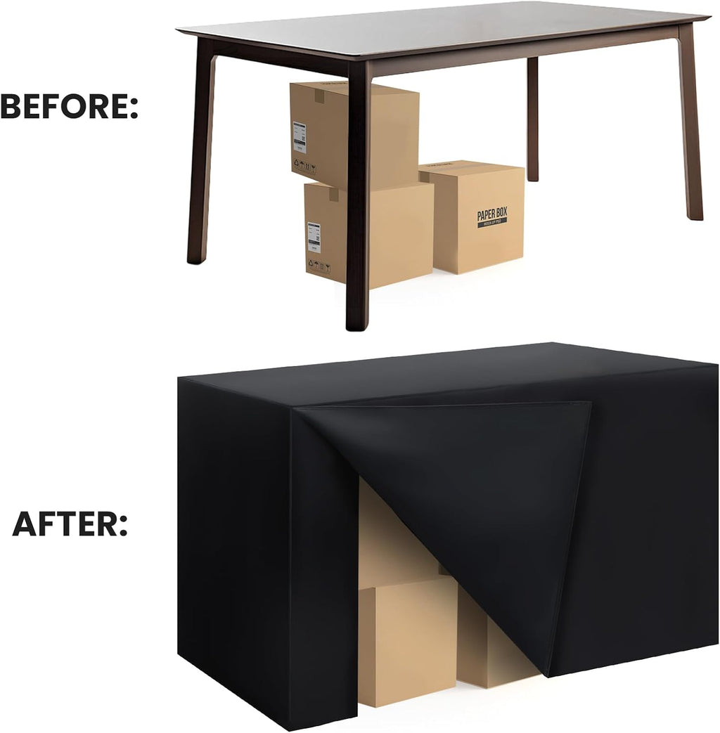 Black Fitted Rectangular Polyester Tablecloth