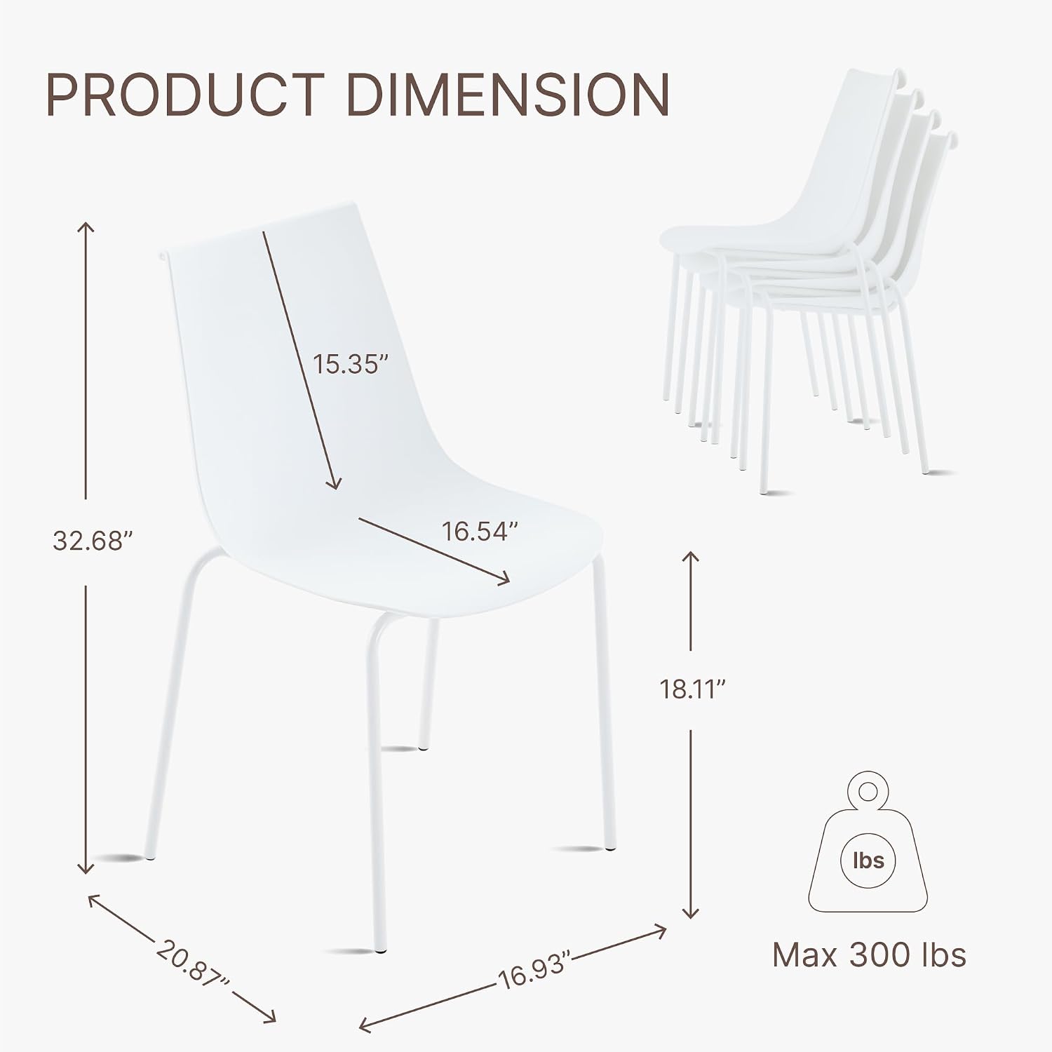 White Stackable Outdoor Dining Chairs Set
