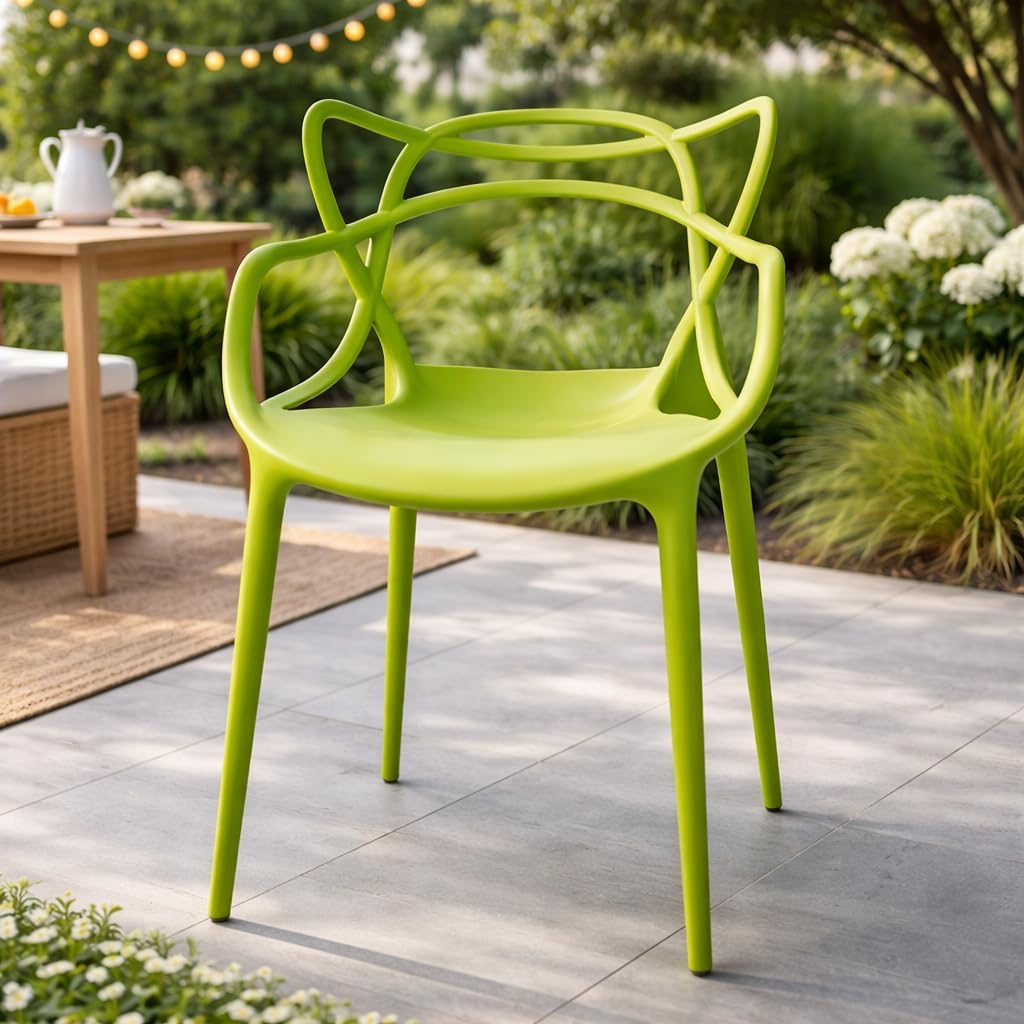 Green Stackable Indoor‑Outdoor Dining Chairs