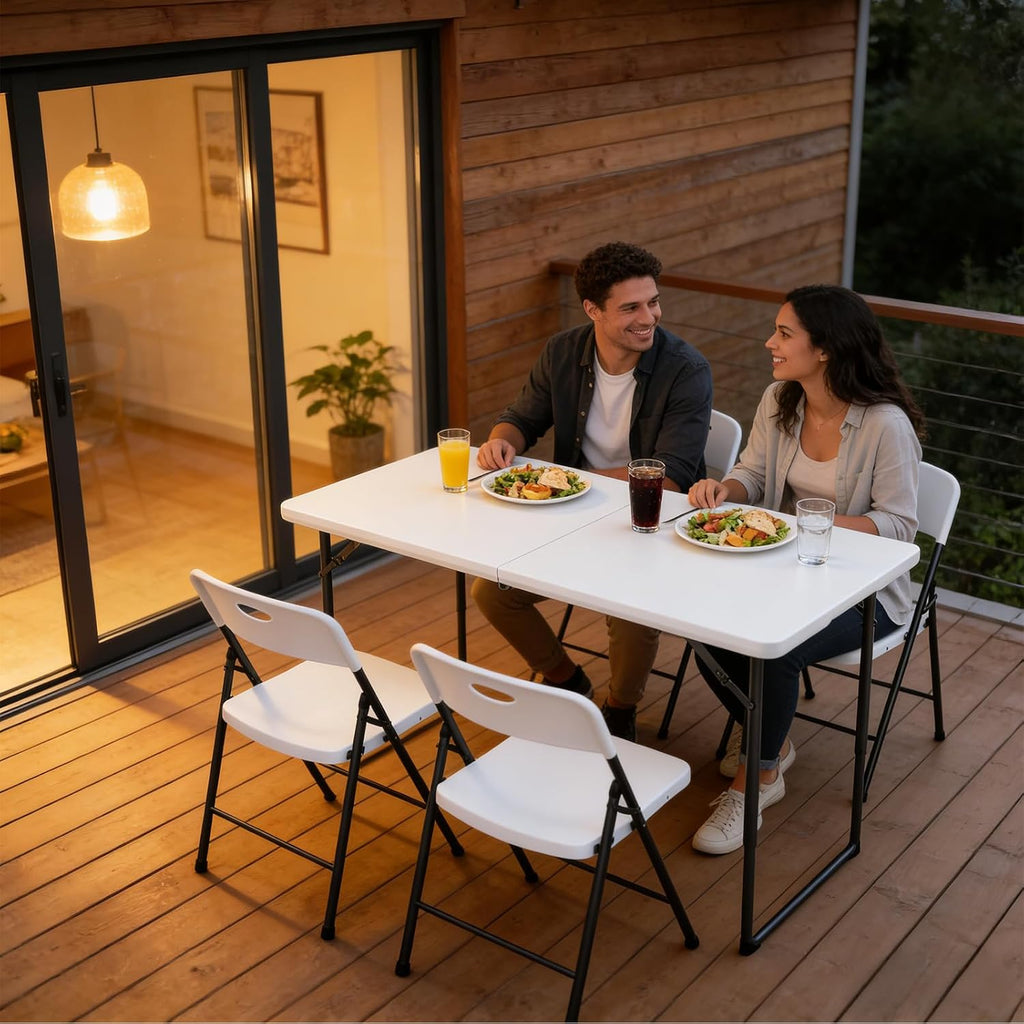 White Heavy‑Duty Portable Folding Table