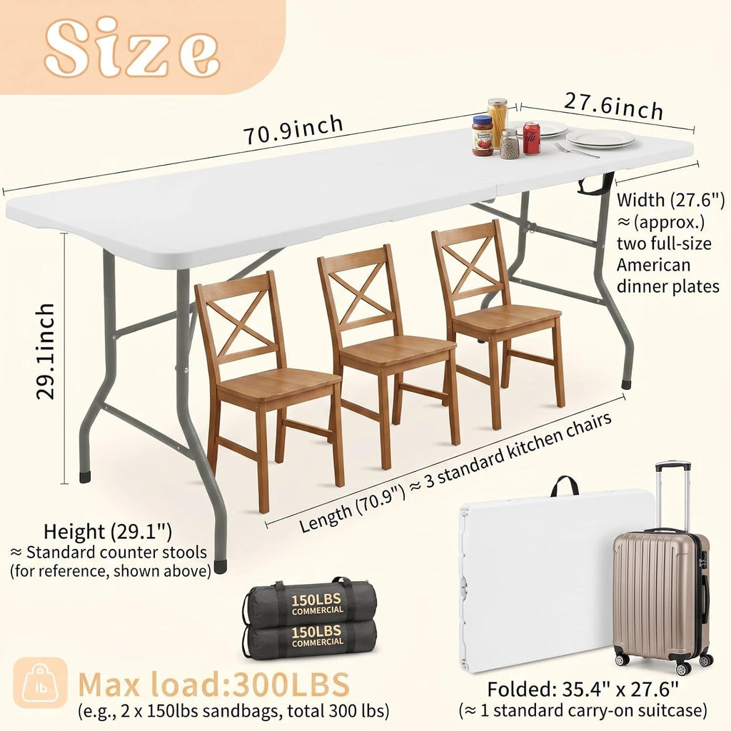 White Portable Folding Camping Dining Table