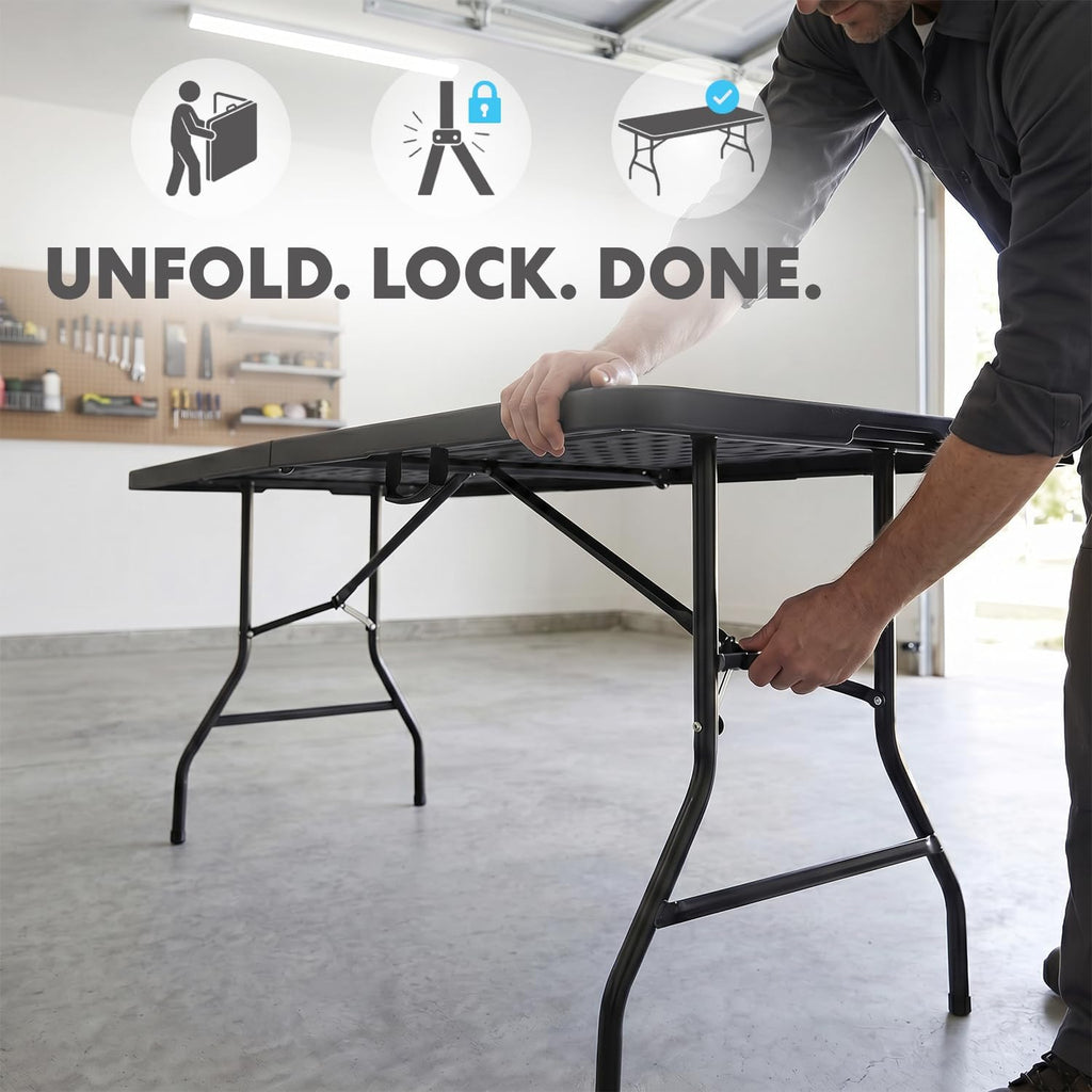 Black Heavy‑Duty Portable Folding Table