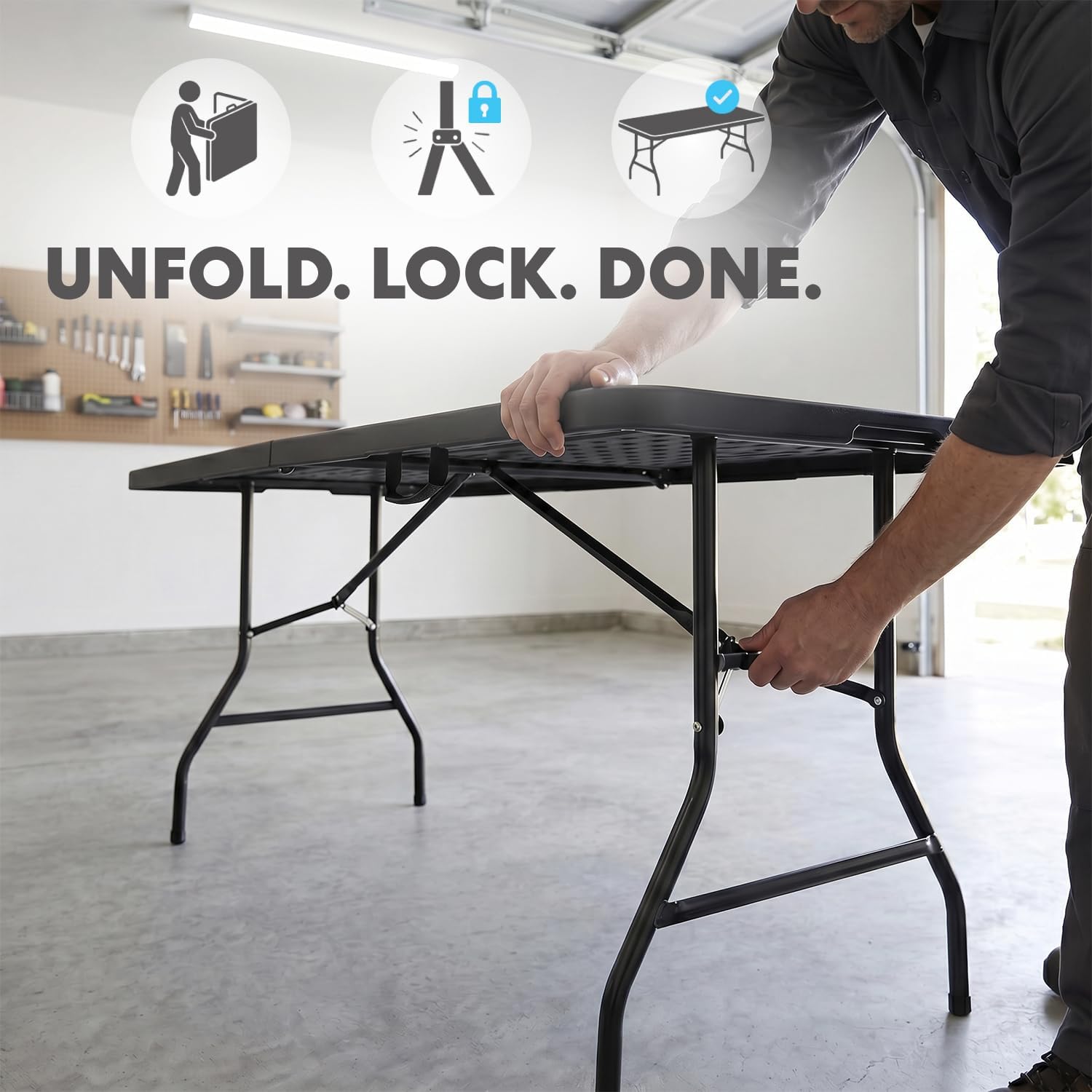 Black Heavy‑Duty Portable Folding Table