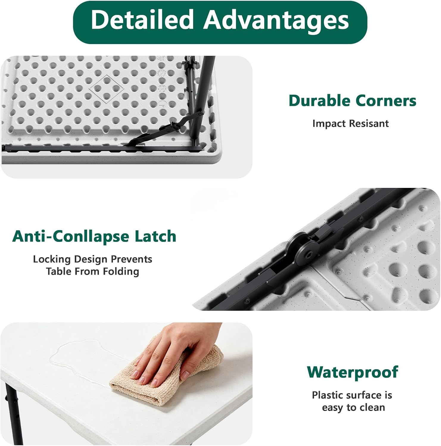 White Heavy‑Duty Portable Folding Table