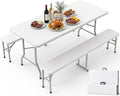 White Portable Picnic Table Chair Set