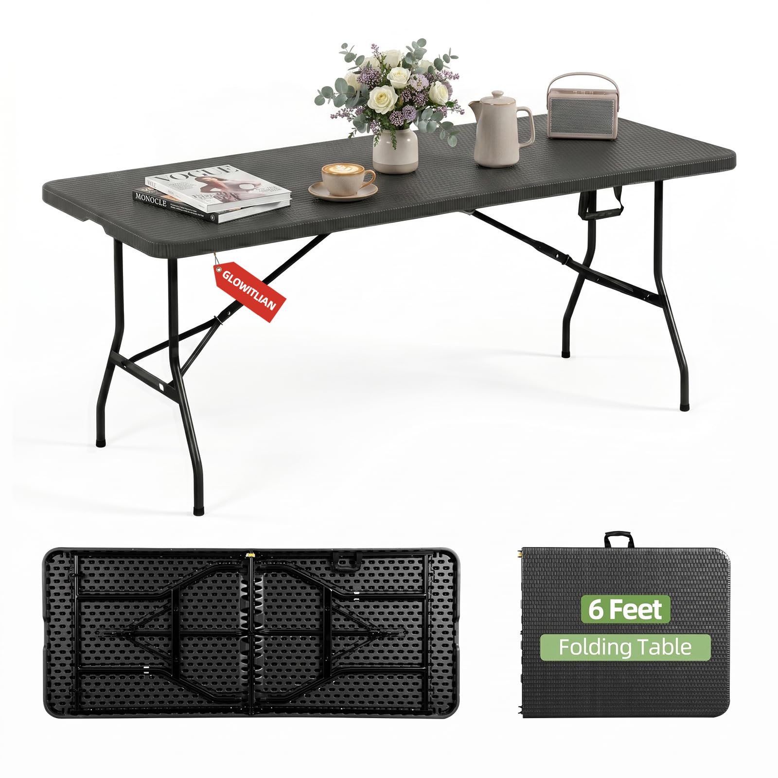 Black Heavy‑Duty Portable Folding Table