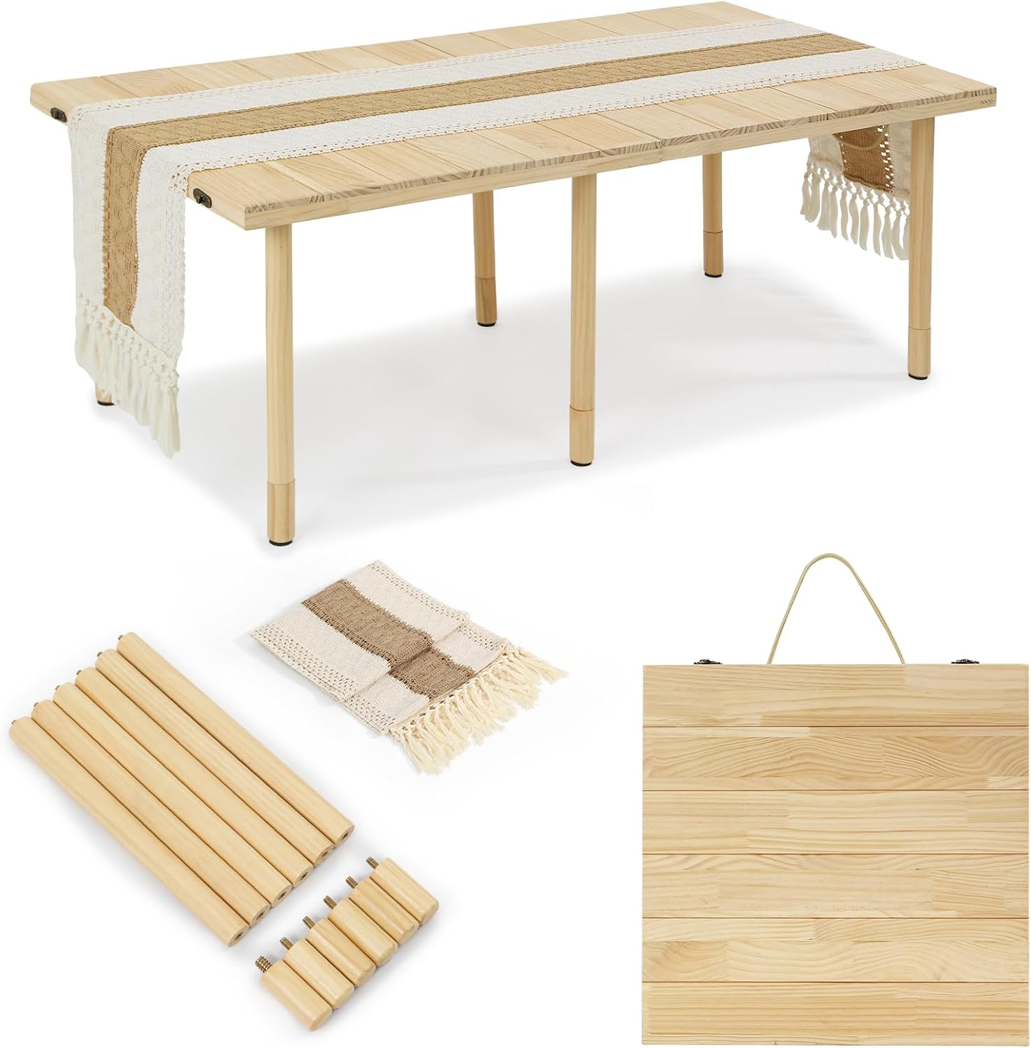 Solid Wood Foldable Low Picnic Table