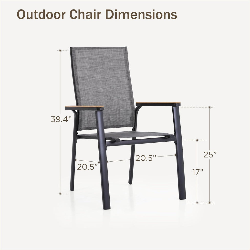 Grey Aluminum Stackable Patio Dining Chairs