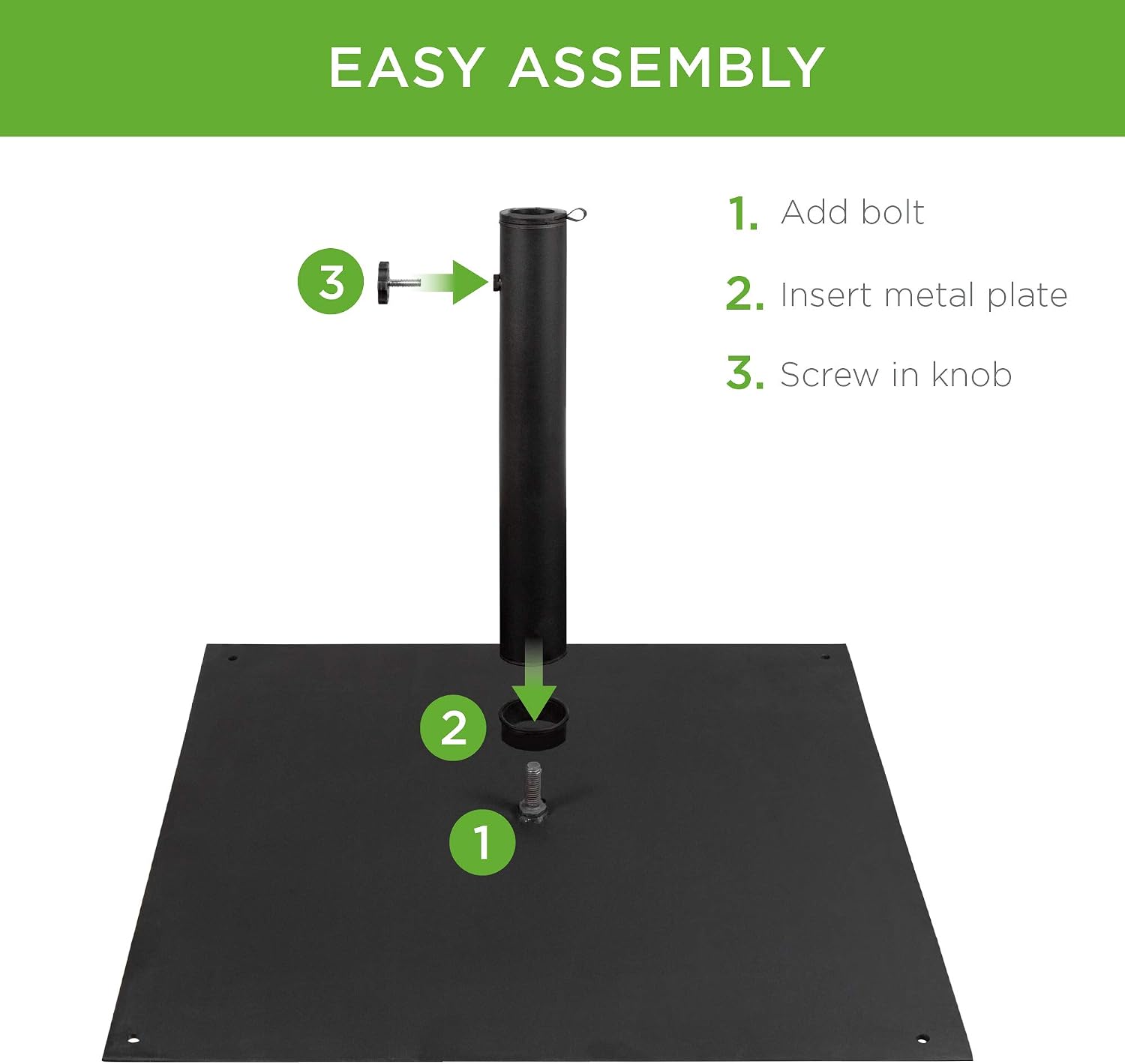Black Square Steel Patio Umbrella Base