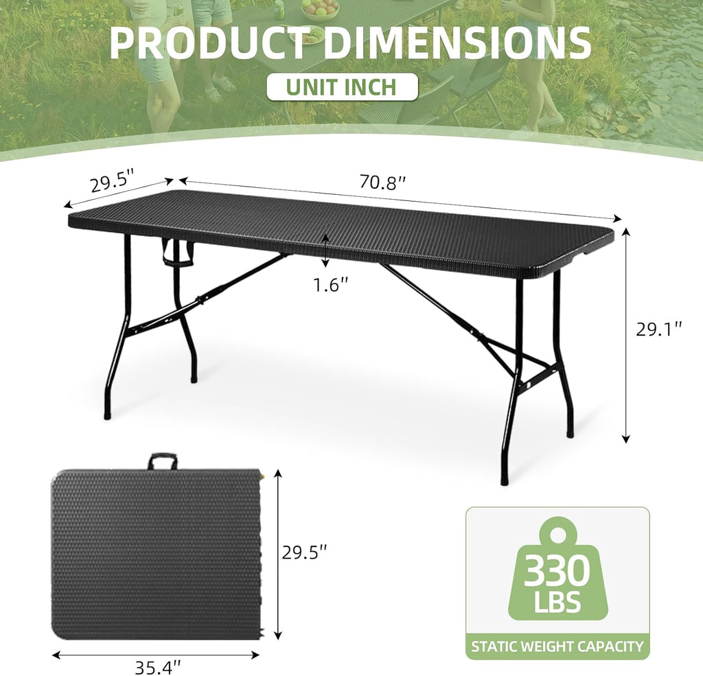 Black Heavy‑Duty Portable Folding Table