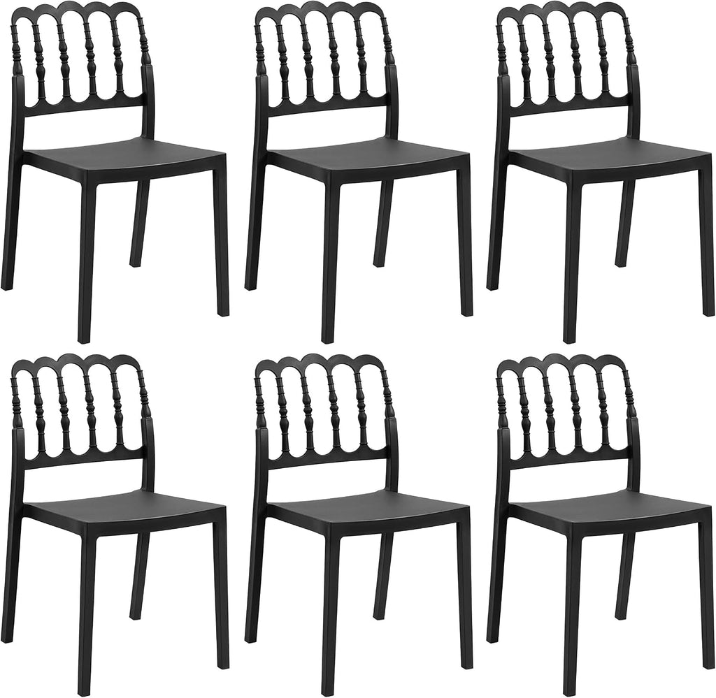 Black Plastic Stackable Dining Chairs Set