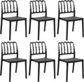 Black Plastic Stackable Dining Chairs Set