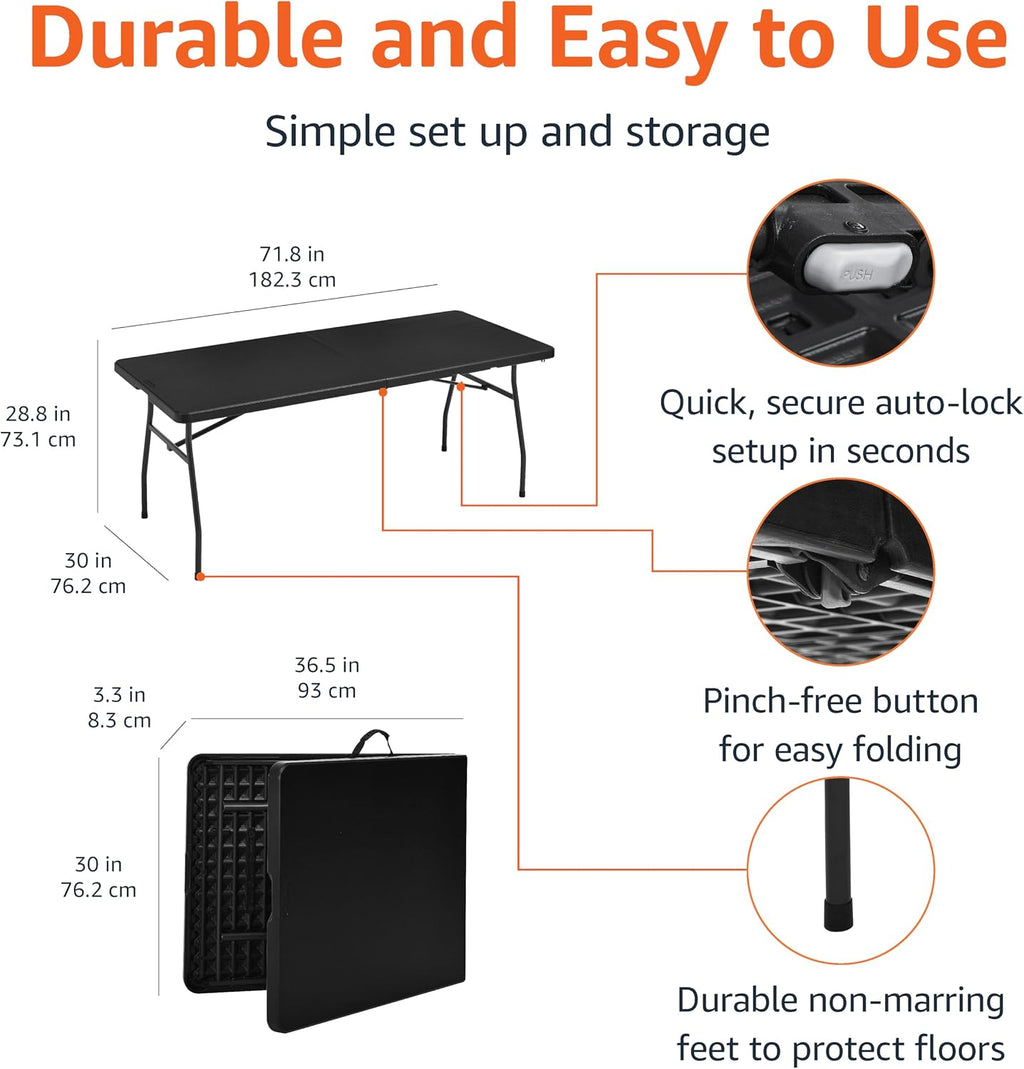 Black Heavy‑Duty Portable Folding Table
