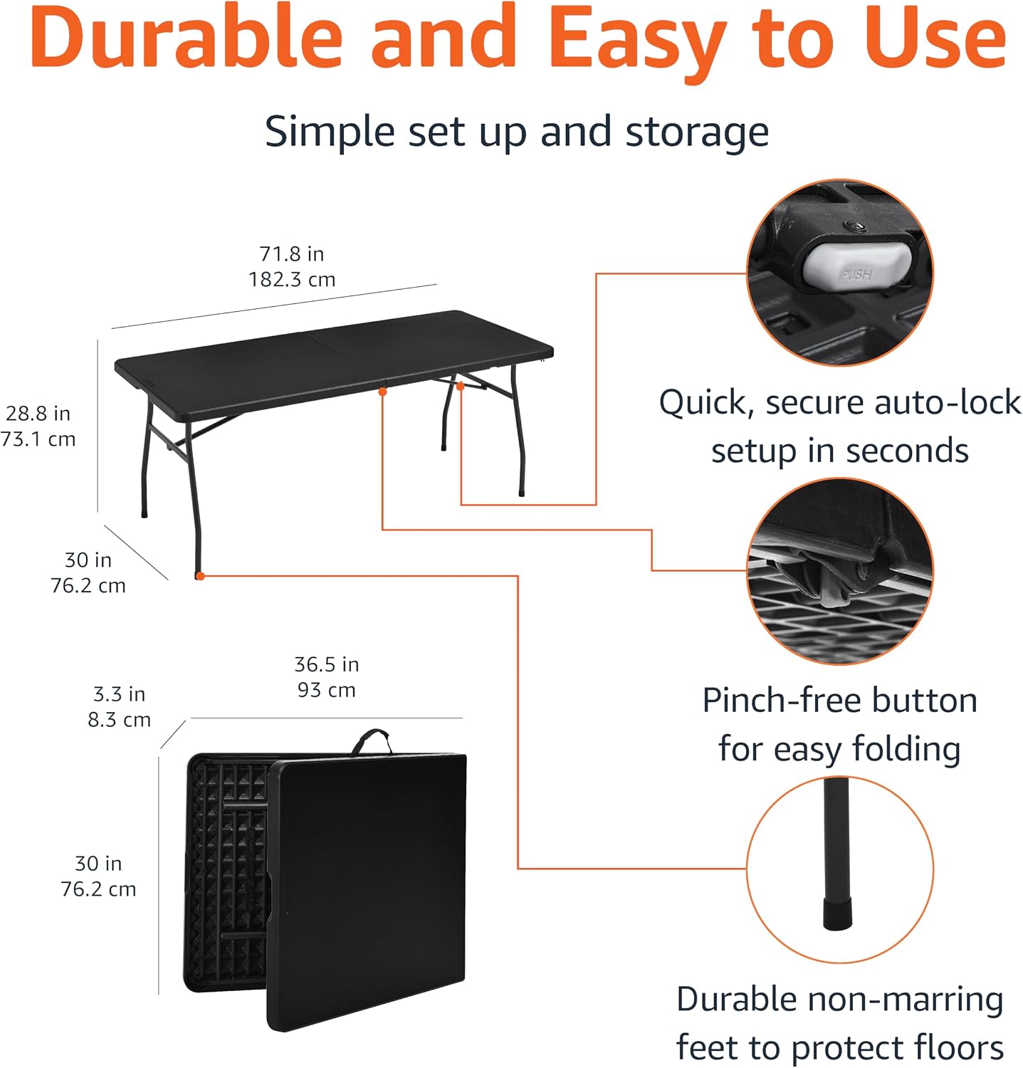 Black Heavy‑Duty Portable Folding Table