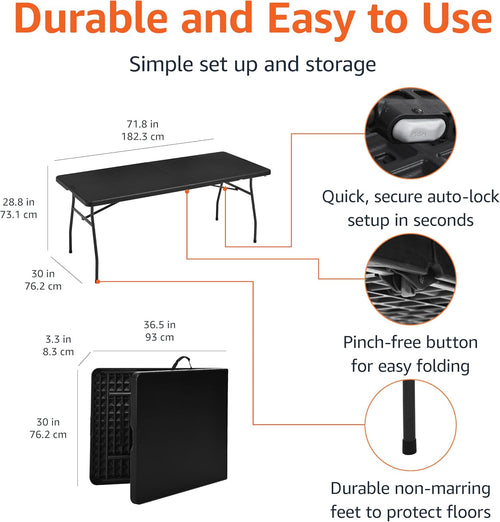 Black Heavy‑Duty Portable Folding Table