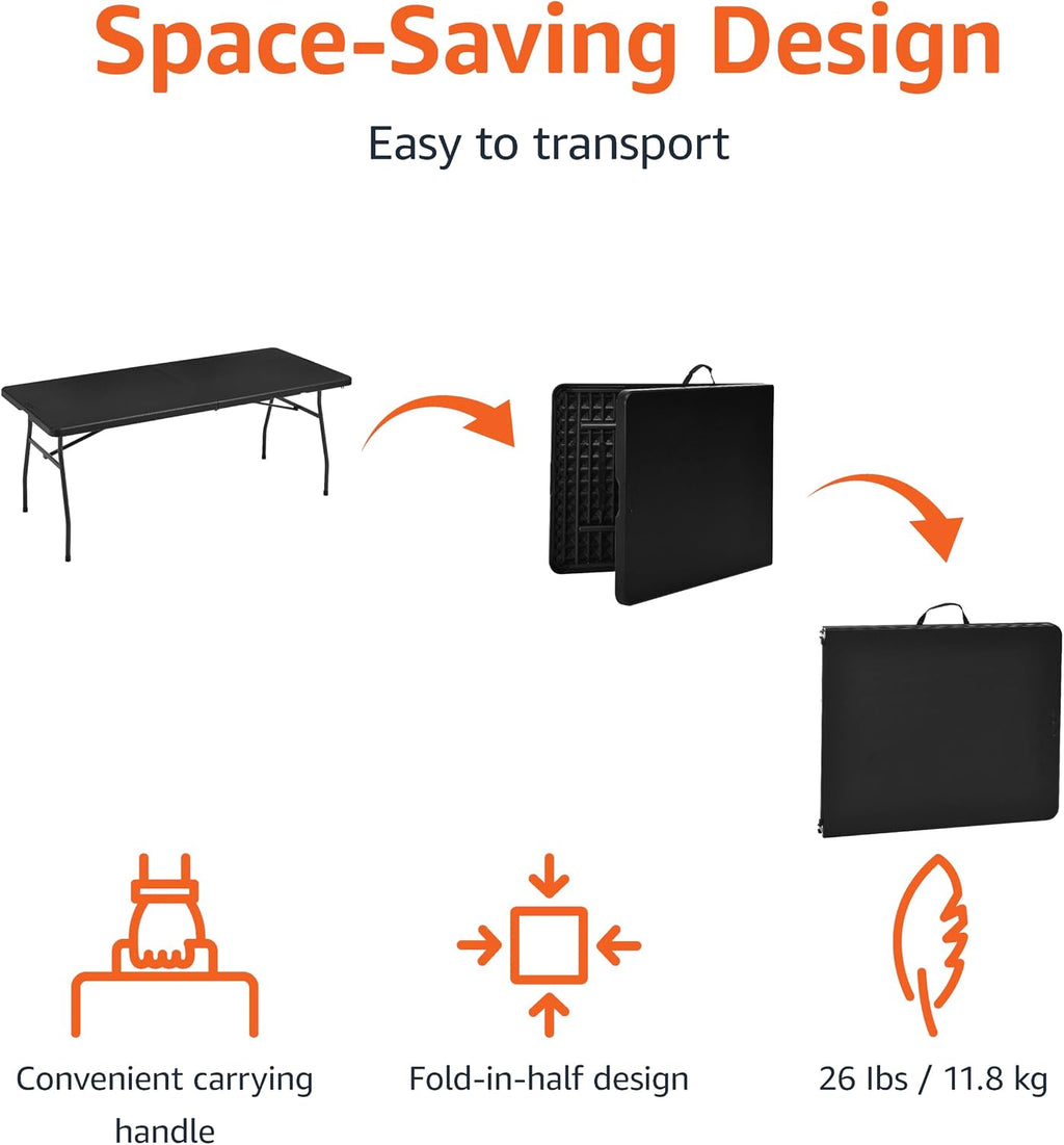 Black Heavy‑Duty Portable Folding Table