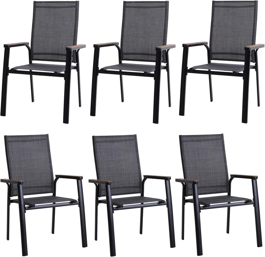 Grey Aluminum Stackable Patio Dining Chairs