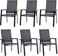 Grey Aluminum Stackable Patio Dining Chairs