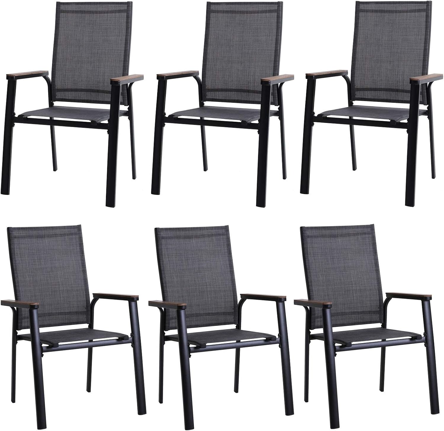 Grey Aluminum Stackable Patio Dining Chairs