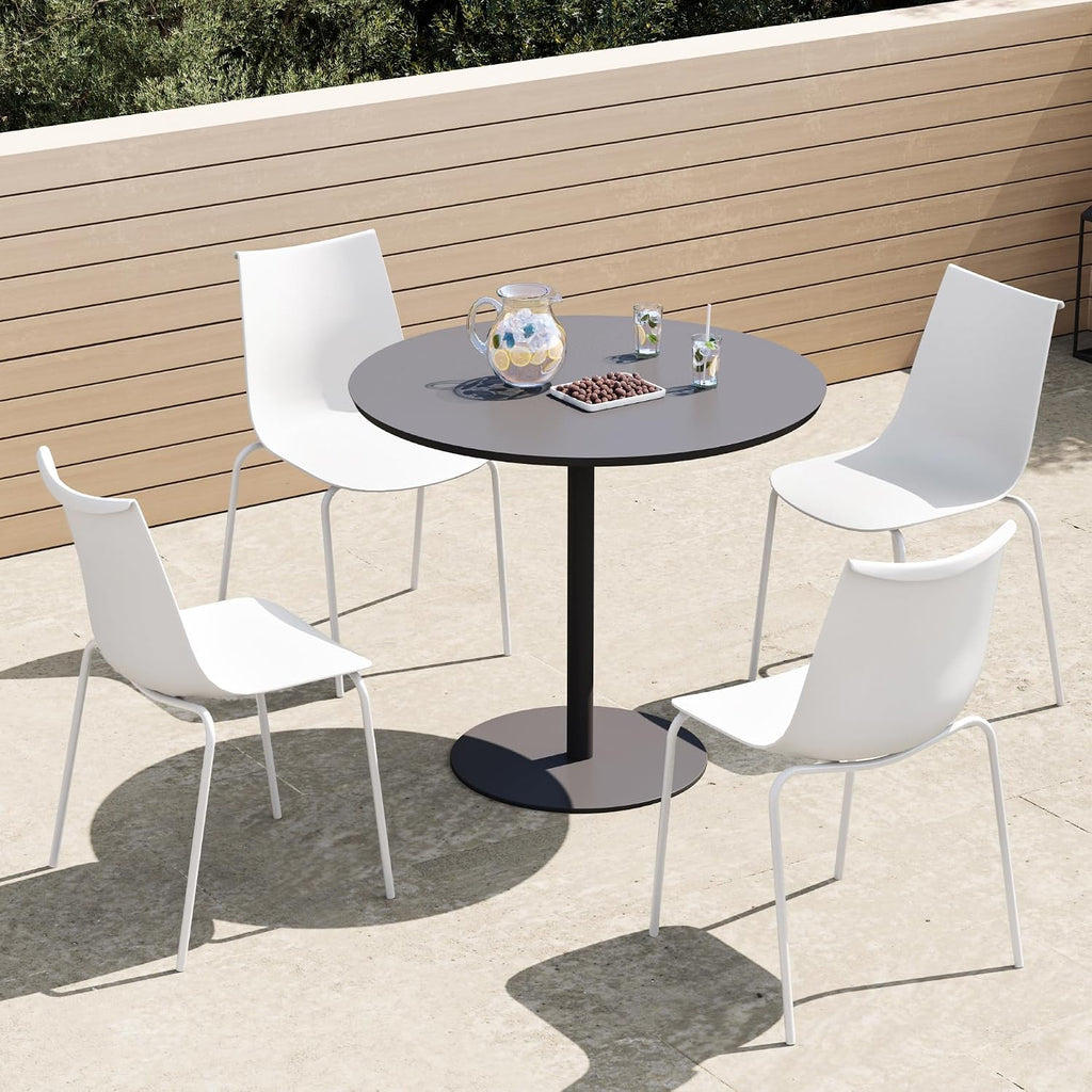 White Stackable Outdoor Dining Chairs Set