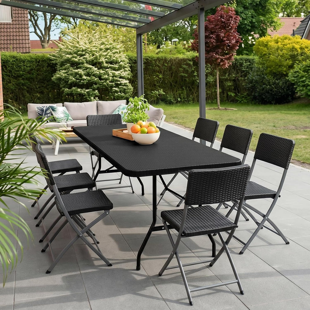 Black Heavy‑Duty Portable Folding Table