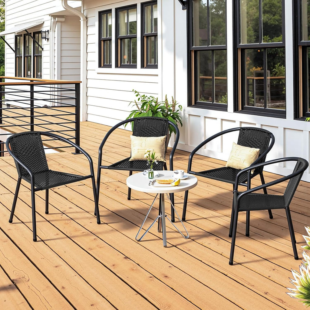 Black Wicker Stackable Patio Dining Chairs