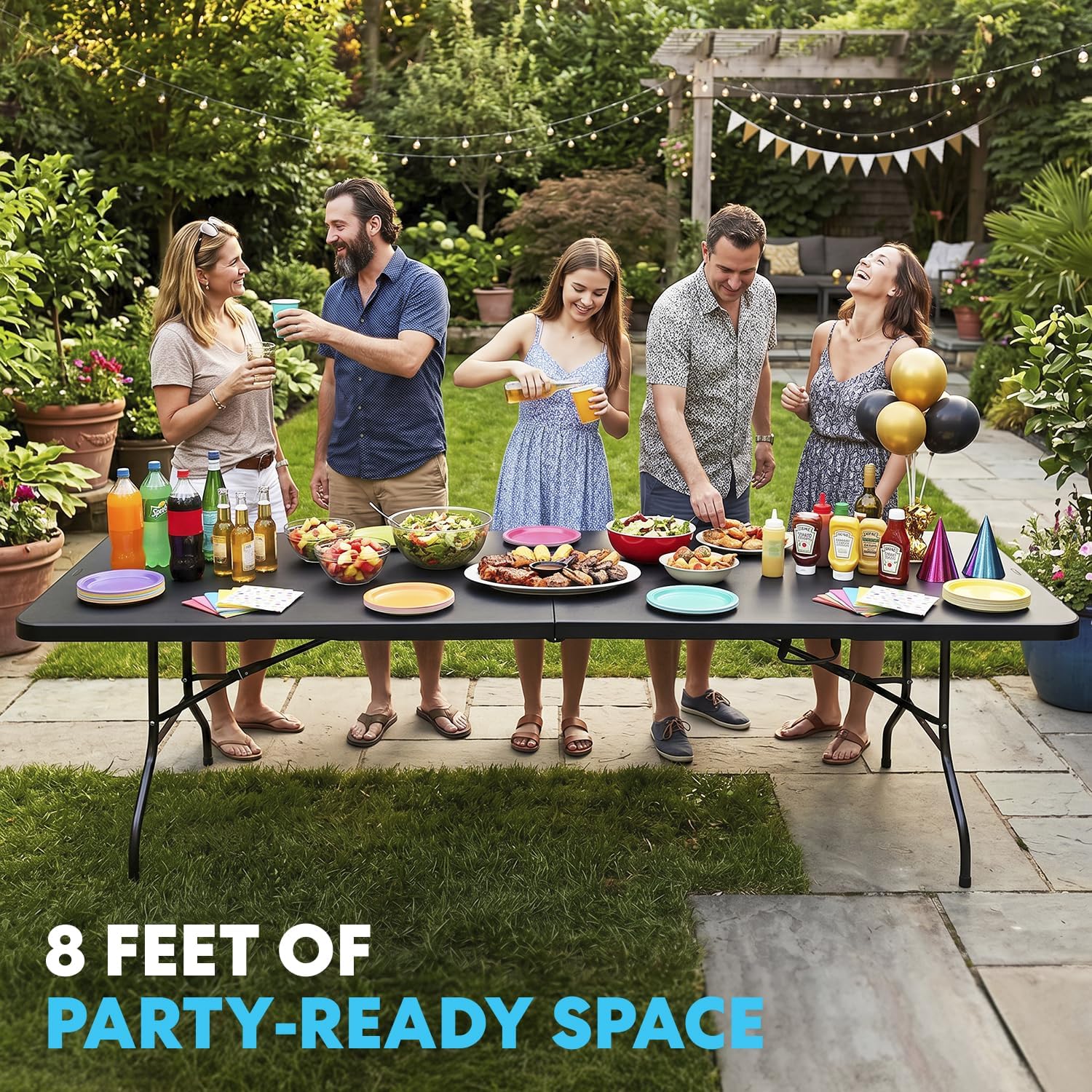 Black Heavy‑Duty Portable Folding Table