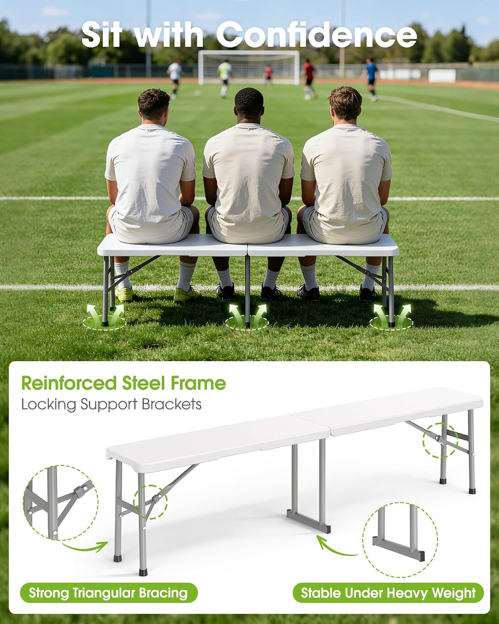 White Portable Picnic Table Chair Set