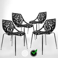 Black Stackable Plastic Dining Chairs Set