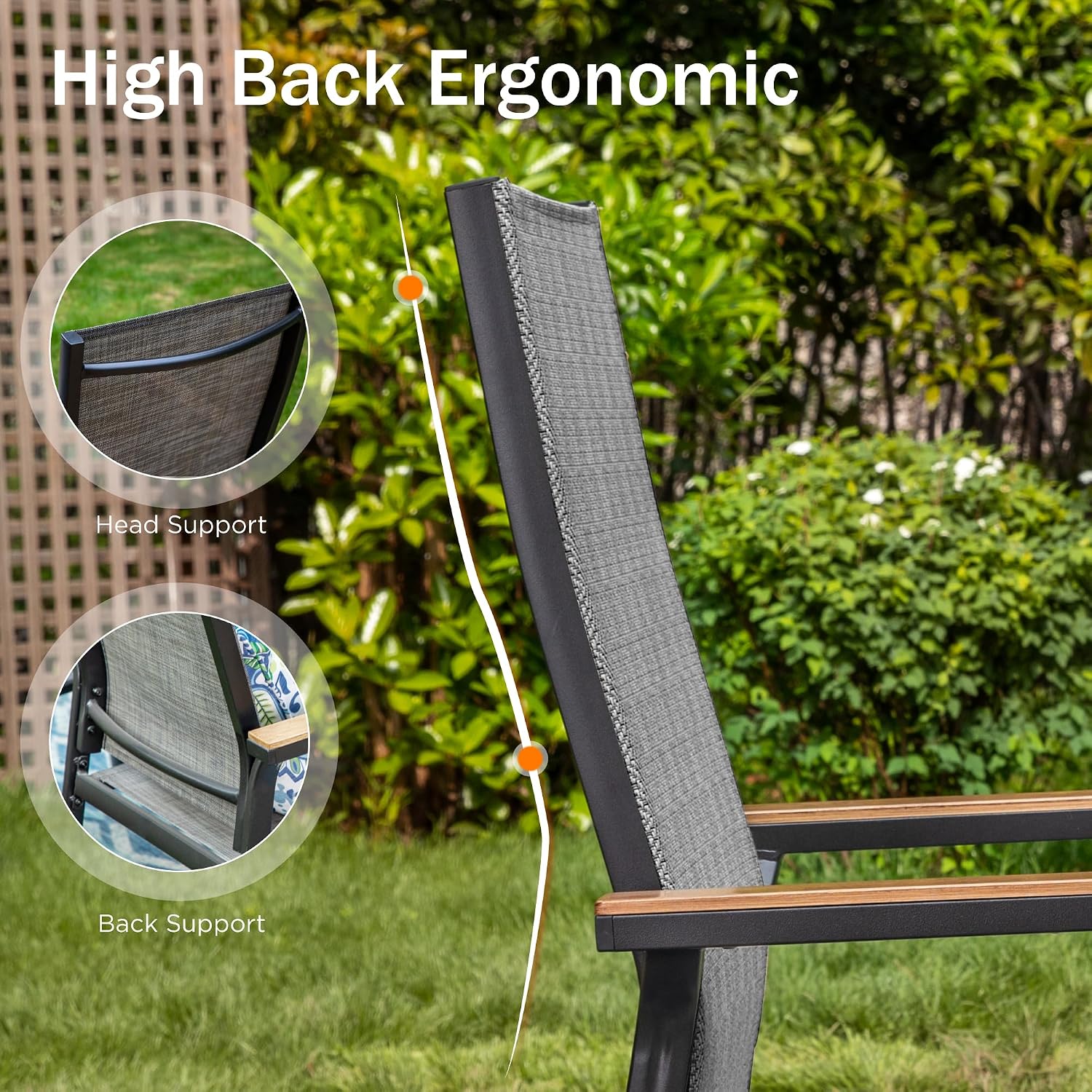 Grey Aluminum Stackable Patio Dining Chairs