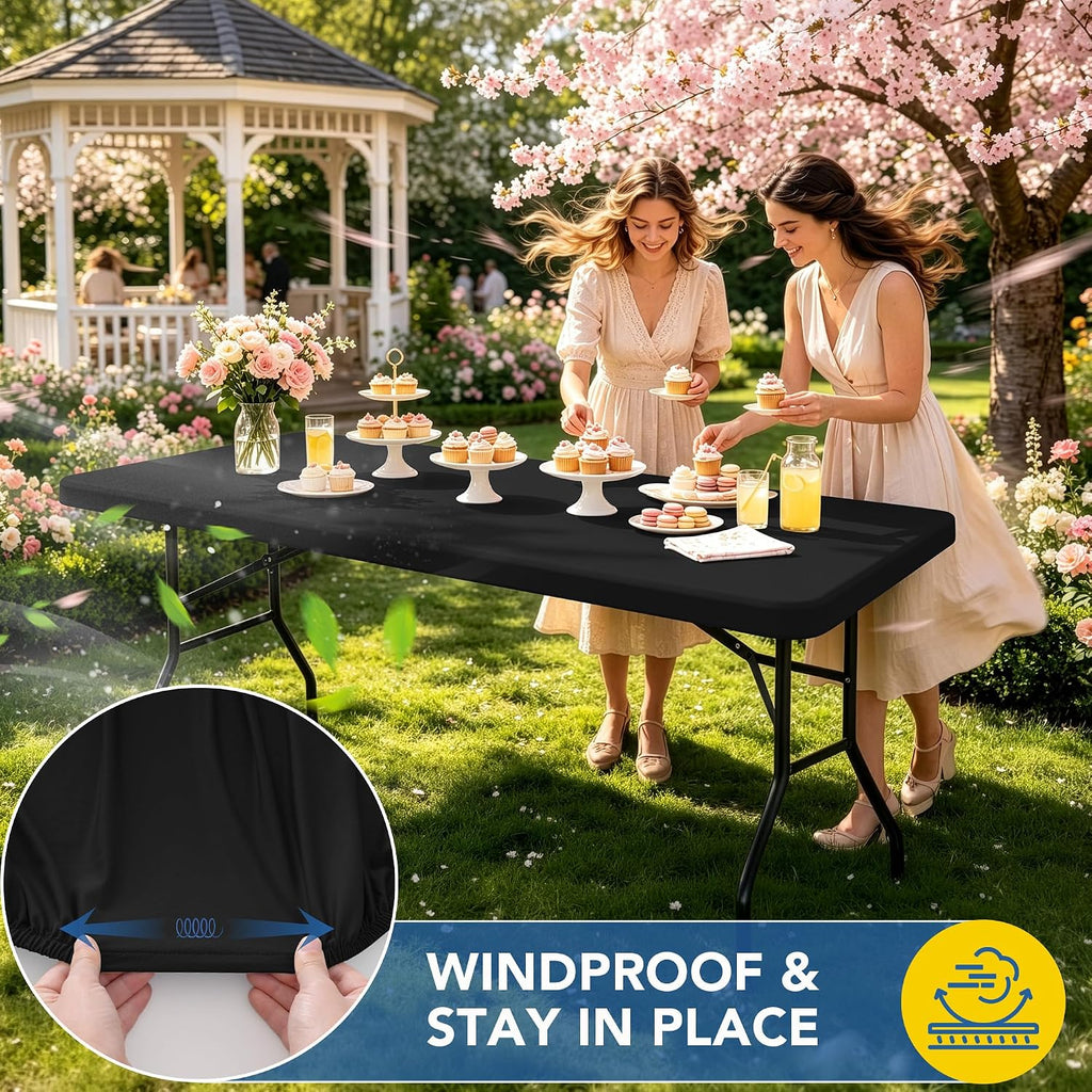 Black Rectangular Fitted Table Cover
