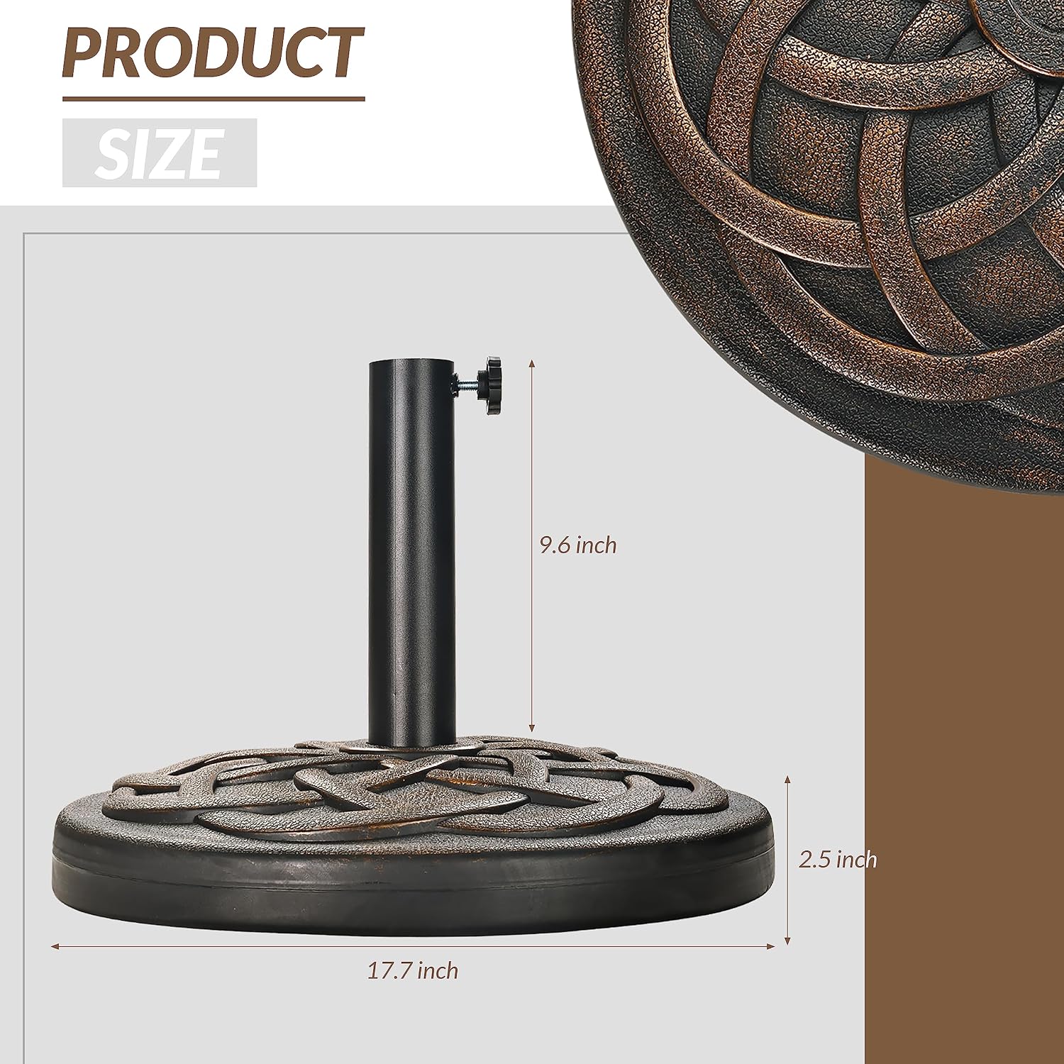 Bronze Heavy‑Duty Patio Umbrella Base