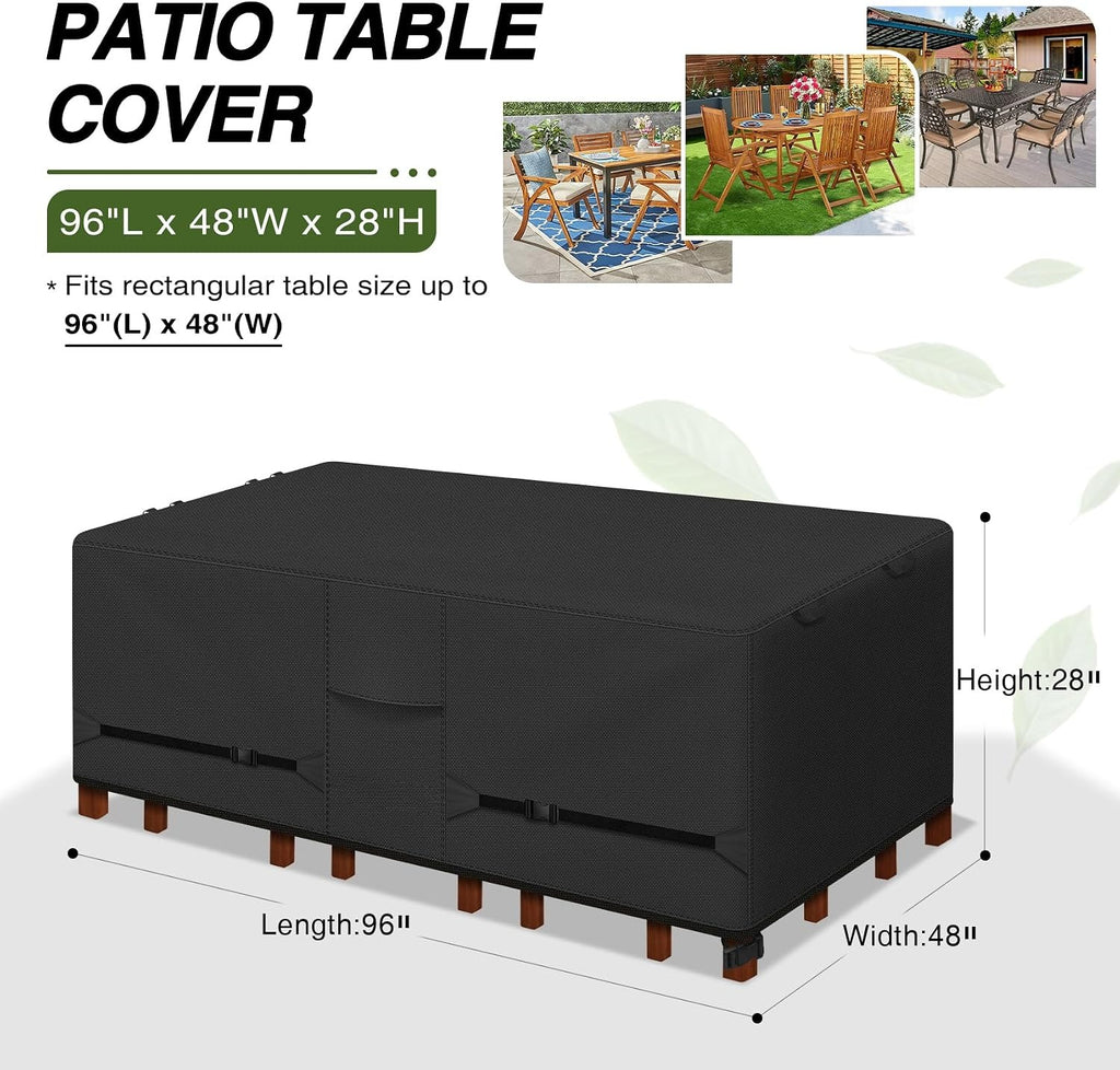 Waterproof Black Rectangular Patio Table Cover