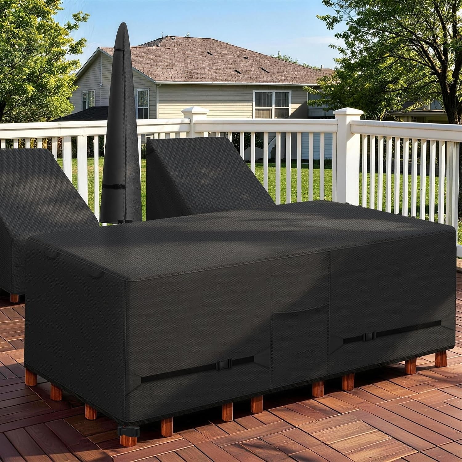 Waterproof Black Rectangular Patio Table Cover